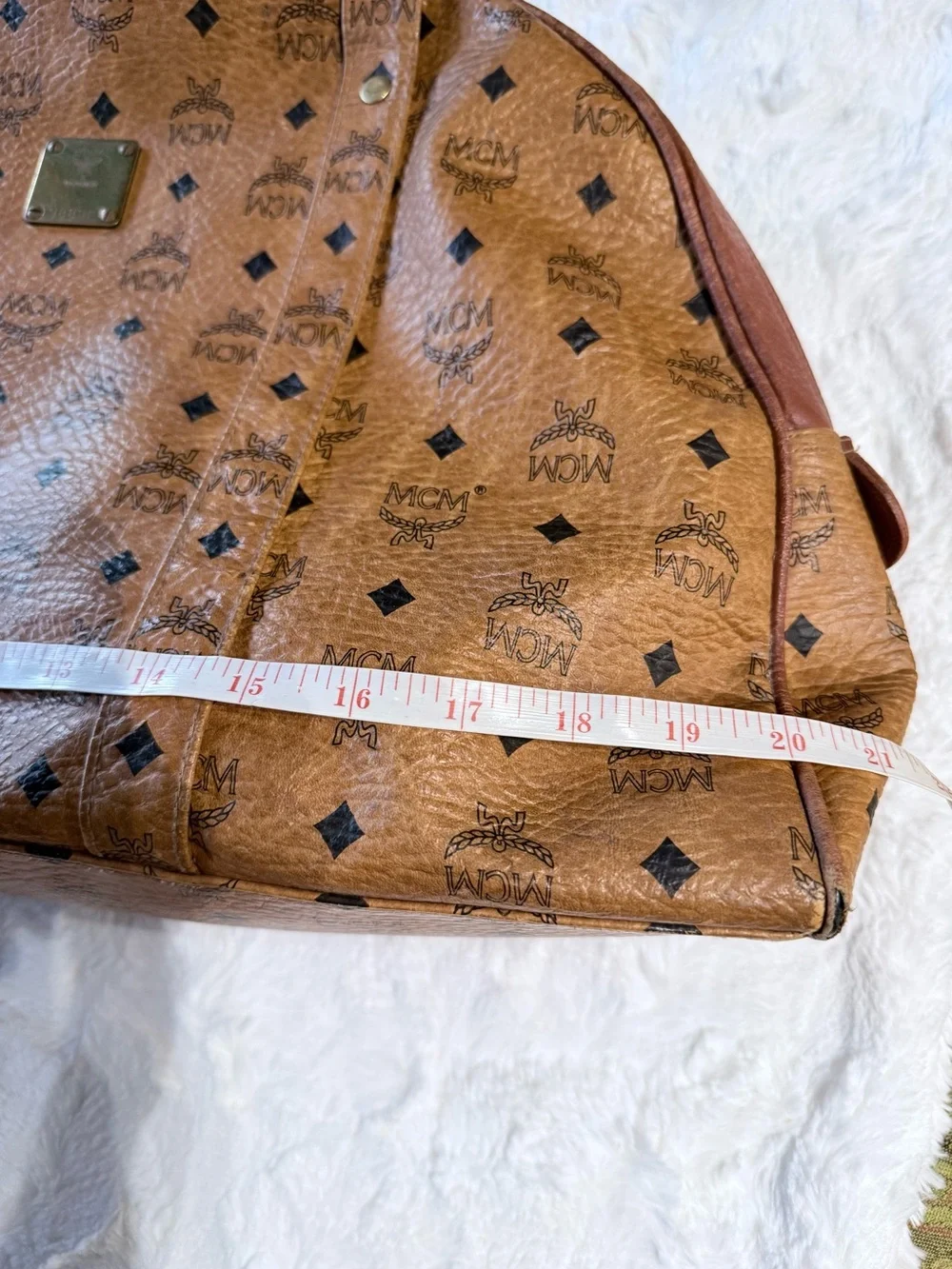 MCM Cognac Visetos Dome Shoulder Bag